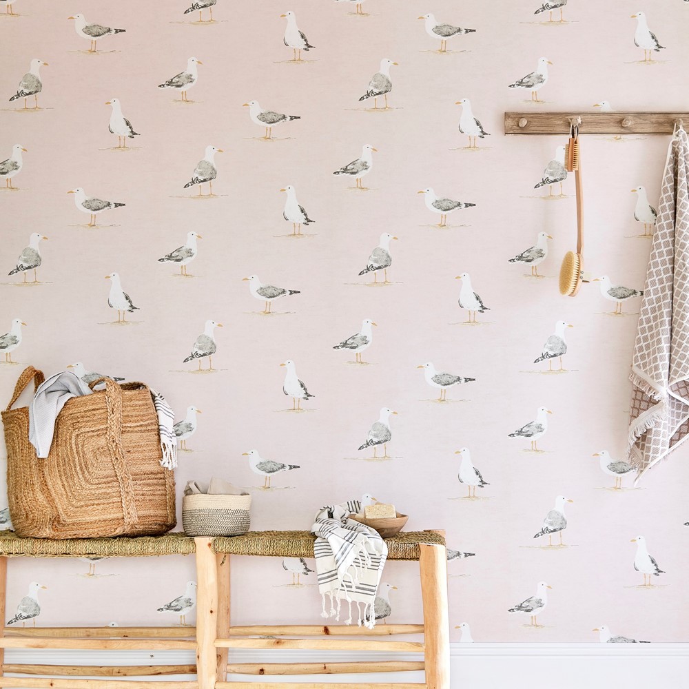 Shore Birds Wallpaper 216562 by Sanderson in Blush Pink